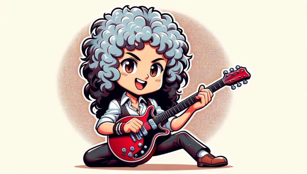 天才ギタリスト「ブライアン・メイ」のイラスト